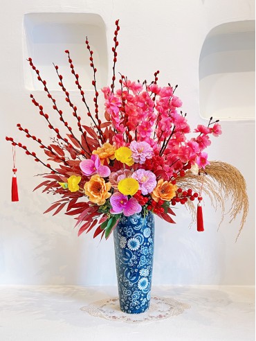 新年快乐 HAPPY CHINESE NEW YEAR (Faux / Artificial Flowers) 