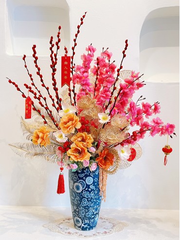 新年快乐 HAPPY CHINESE NEW YEAR (Faux / Artificial Flowers) 