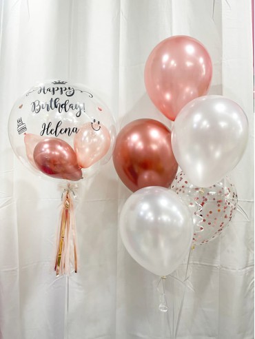 HELIUM BALLOON SET - ROSE GOLD & WHITE CHROME COLOUR 