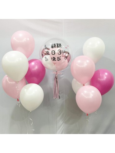 HELIUM BALLOON SET - PINK & WHITE  COLOUR 