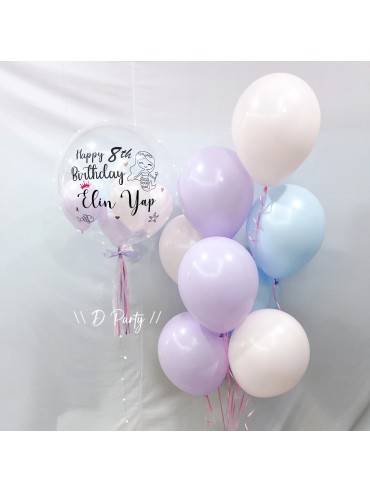 HELIUM BALLOON SET - BLUE,PURPLE & LIGHT PINK COLOUR 